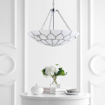 Bailey 23.5" Adjustable Marble/Metal LED Chandelier - JONATHAN Y